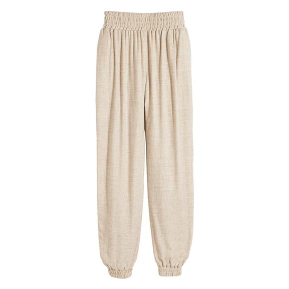 Peruvian Connectio Virgin Wool Flannel Joggers Cream Medium Fall Cozy Lounge - Picture 3 of 7